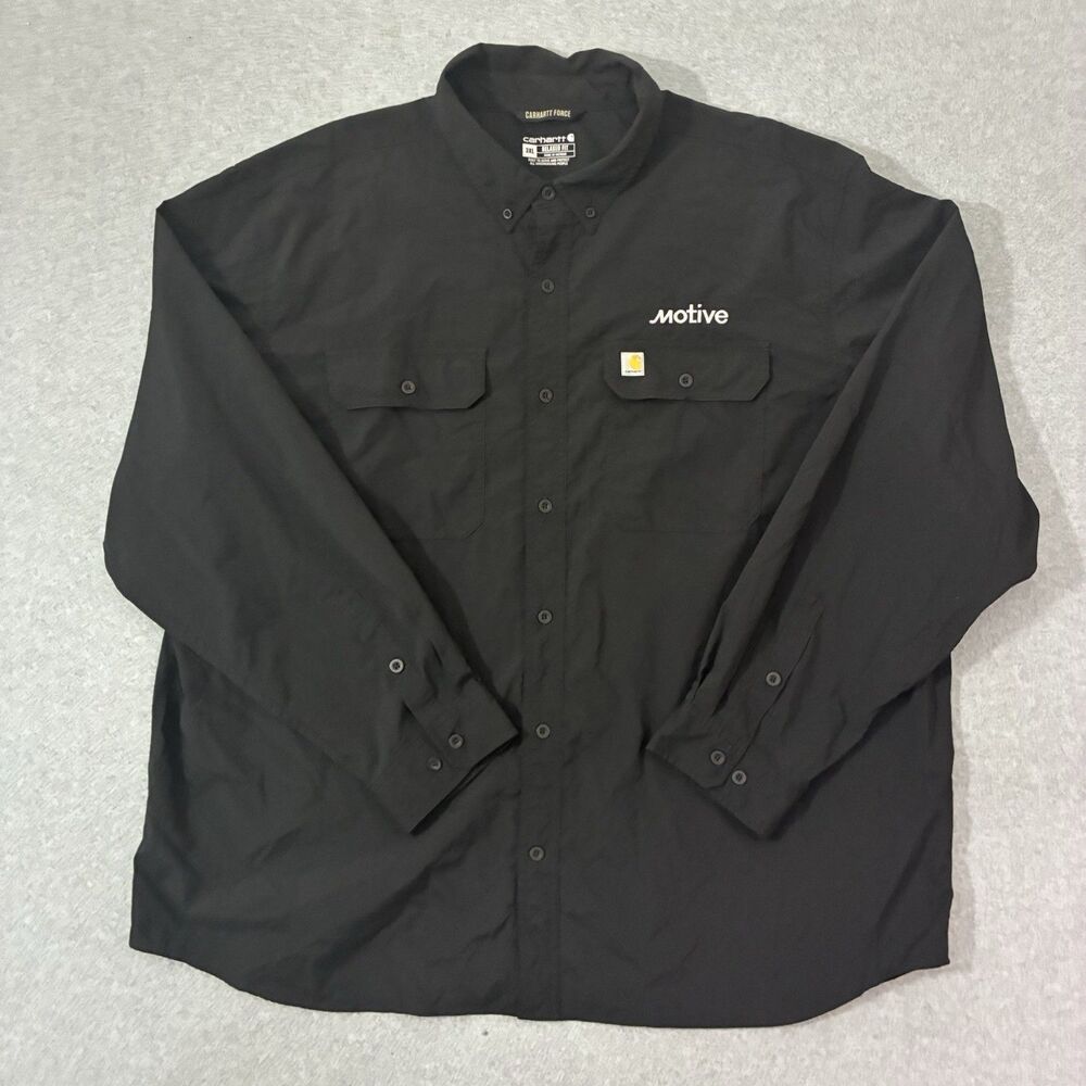 Carhartt Force Menโs 3XL Black Relaxed Fit Logo Work Shirt New Without Tags